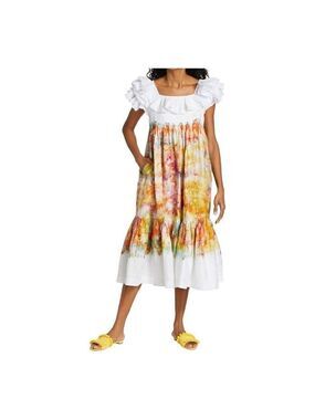 BUSAYO FOLAKE printed Ruffle Dress Size Medium NWT